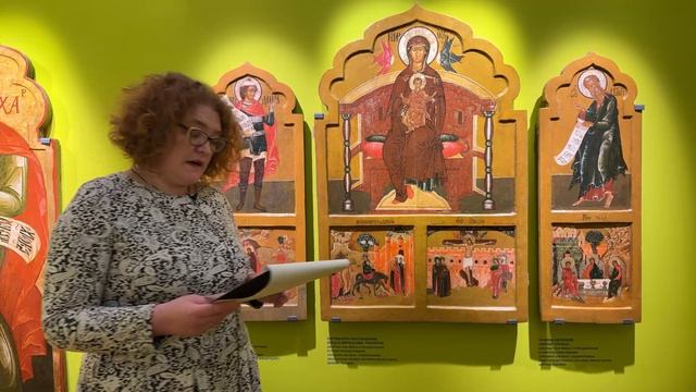 Икона «Богоматерь с Младенцем на престоле. Вход Господень в Иерусалим. Распятие»