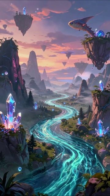 Волшебный мир кристаллов и света #фэнтези #искусство #приключение