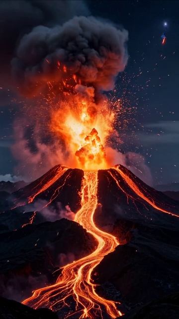 Извержение вулкана: мощь природы в действии #вулкан #природа #извержение