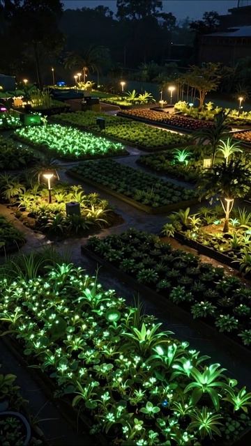 Светящиеся растения: ночной сад чудес #сады #растения #ночноеосвещение