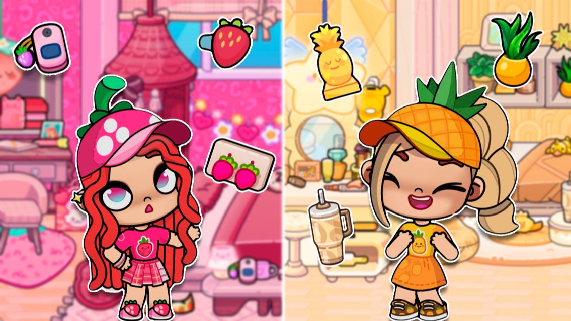 Клубничная 🍓 VS Ананасовая 🍍 комнаты в Аватар Ворлд