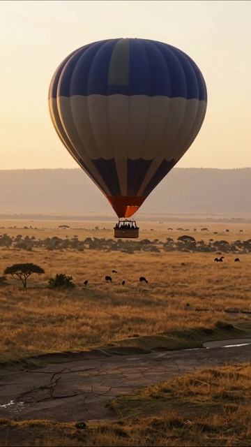 Восхитительный полет на воздушном шаре над саванной #воздушныйшар #приключение #природа