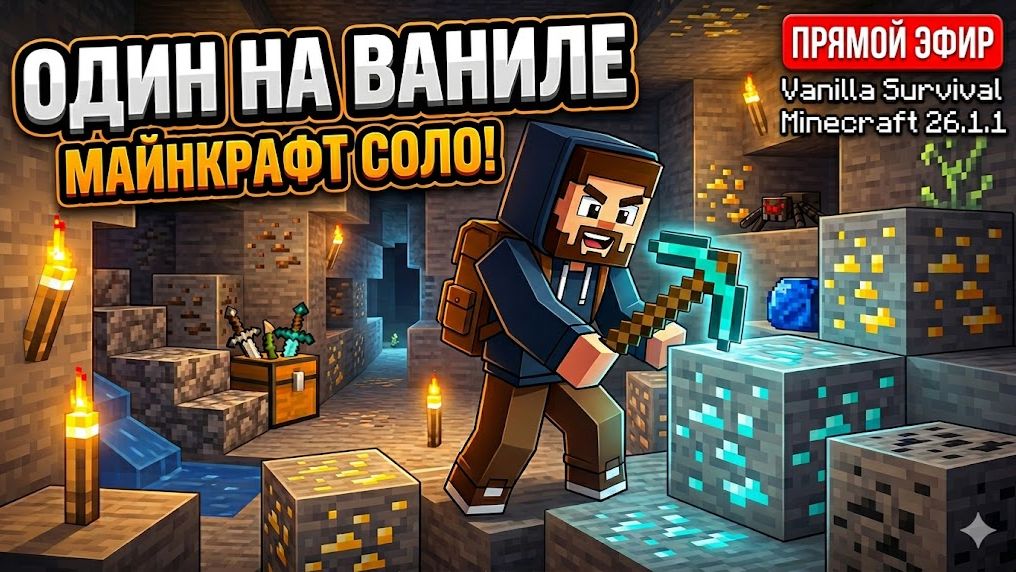 ПЕРВЫЙ ДЕНЬ В НОВОМ МИРЕ 26.1.1 — СТРИМ МАЙНКРАФТ