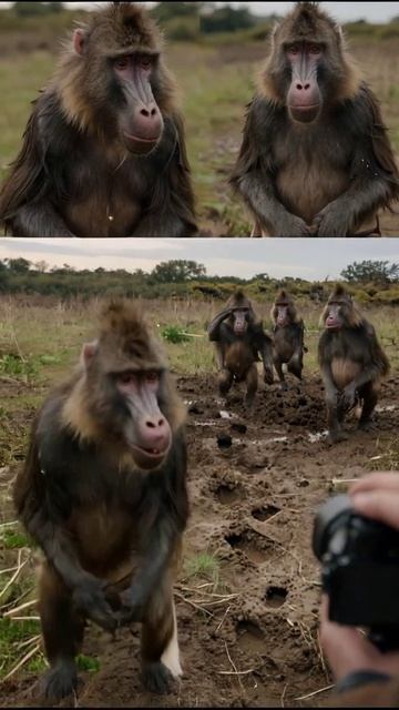 Забавные бабуины: взгляды в дикой природе #бабуины #животные #природа