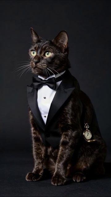 Элегантный кот в фраке: стиль на лапках! #кот #мода #стиль