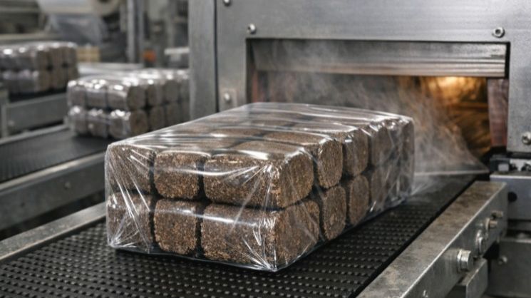 упаковка брикетов в термоусадочную пленку