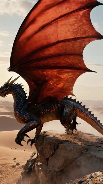 Великолепный дракон на вершине скалы #дракон #фантастика #приключения