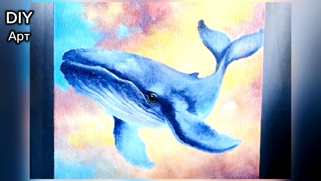Вот как нарисовать синего кита красками. DIY Арт