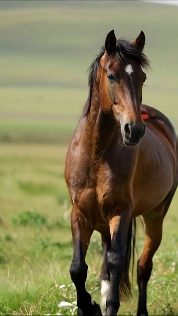 Великолепный конь на зеленом лугу #лошади #природа #животные