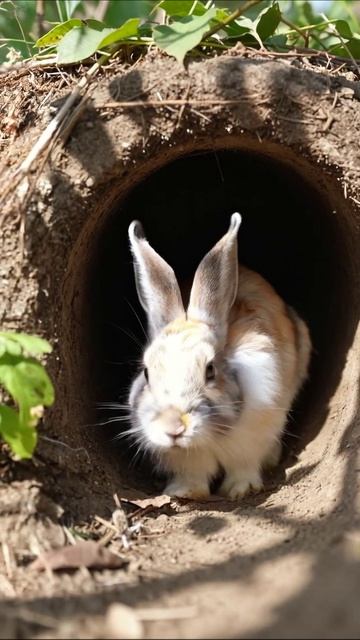 Очаровательный кролик в своей норке #кролик #животные #природа