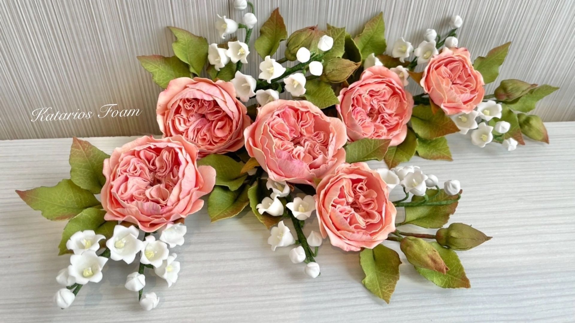 Ландыши и розы Остин из фоамирана