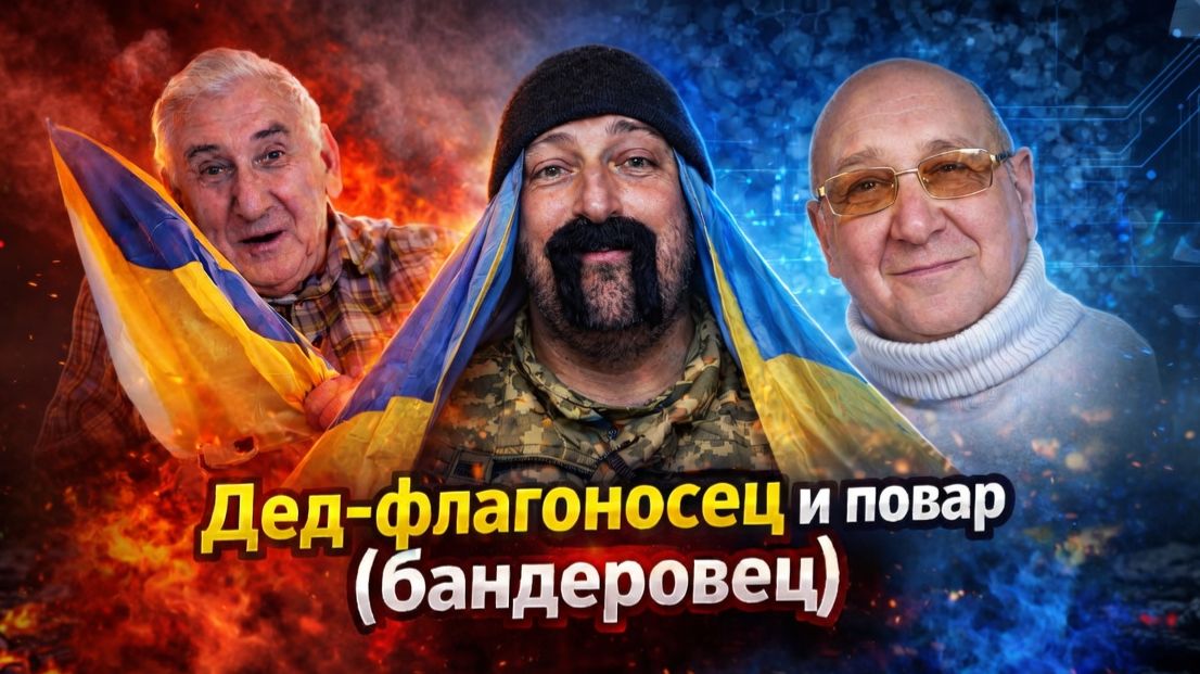 Дед-флагоносец и повар (бандеровец)