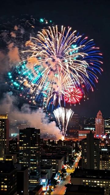 Праздничный фейерверк над городом #фейерверк #праздник #городскаяжизнь