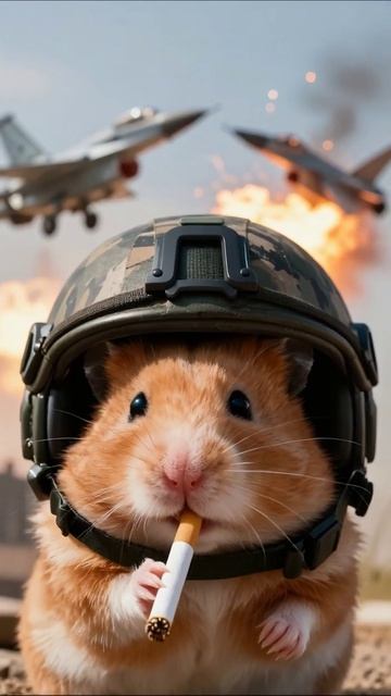 Хомяк в боевом интерфейсе: герой в шлеме! #хомяк #военнаятематика #юмор