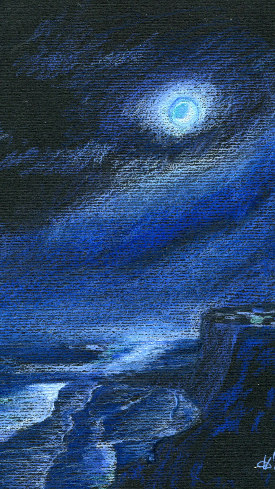 Как нарисовать ночное море цветными карандашами