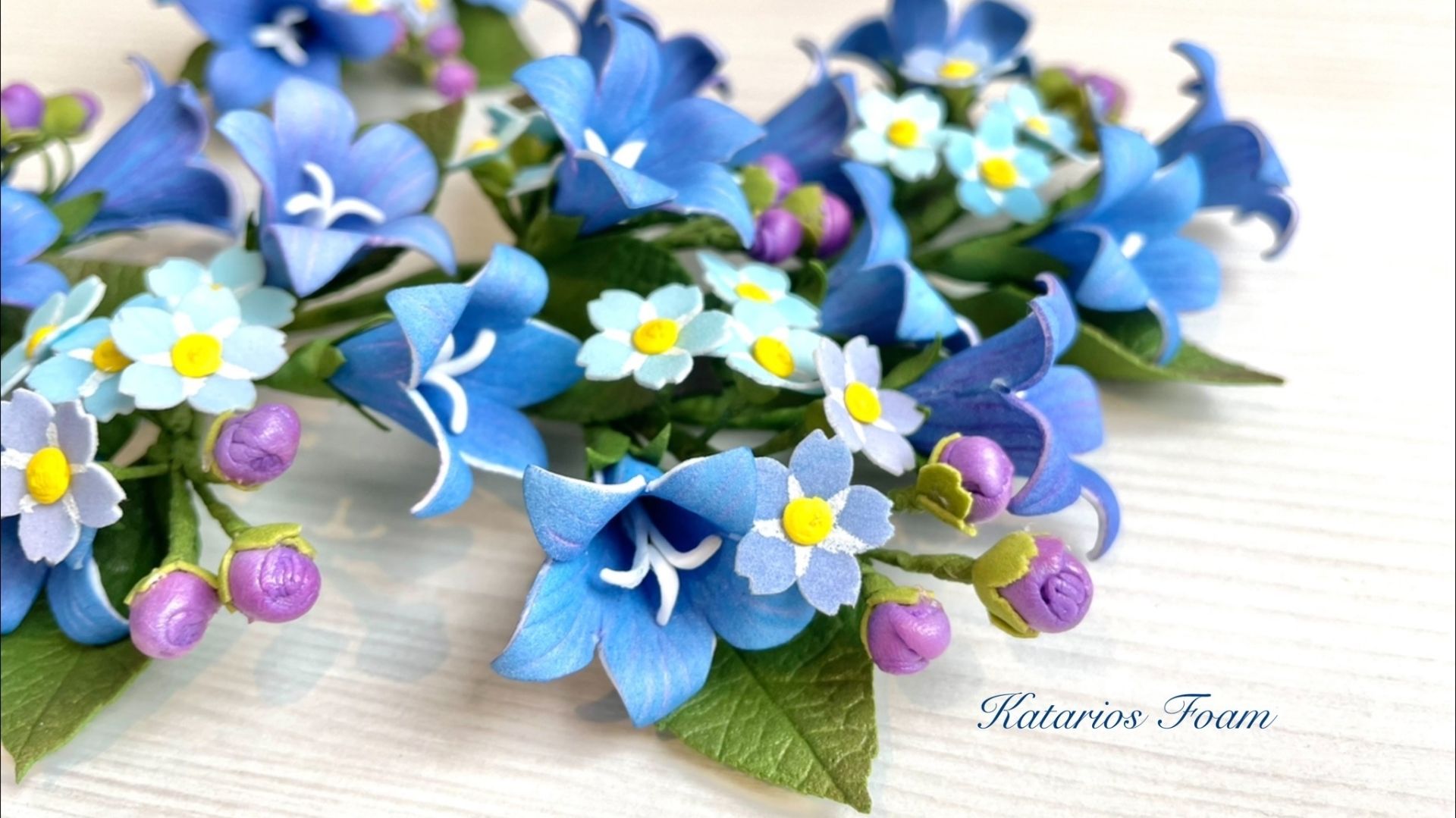 Колокольчики и незабудки из фоамирана