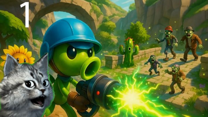 котик микс и растения против зомби #1