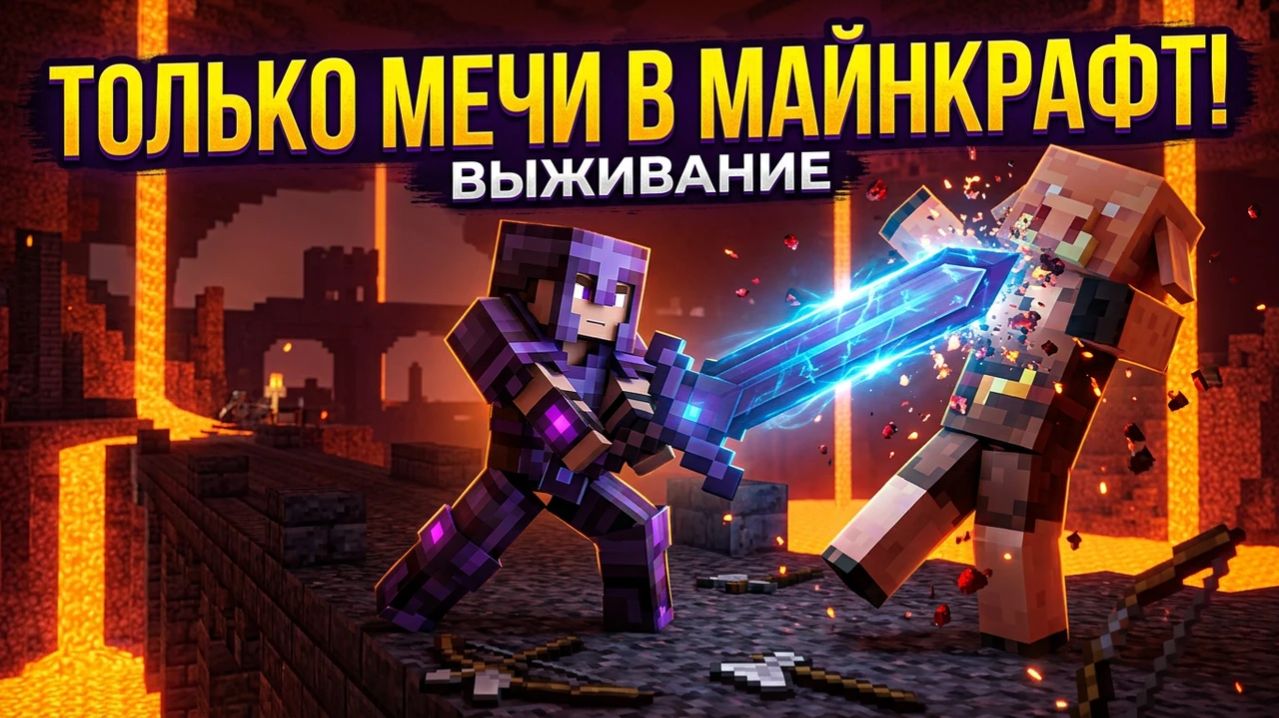СкайВарс НО используя ТОЛЬКО МЕЧ в Майнкарфт.