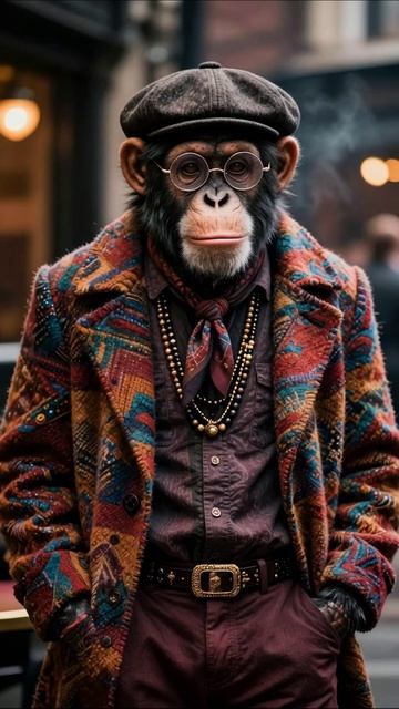 Модный макака в шляпе и очках #мода #животные #стиль