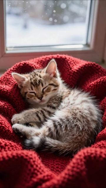 Малыш-кошечка в уютном клубке #котята #уют #смешныеживотные