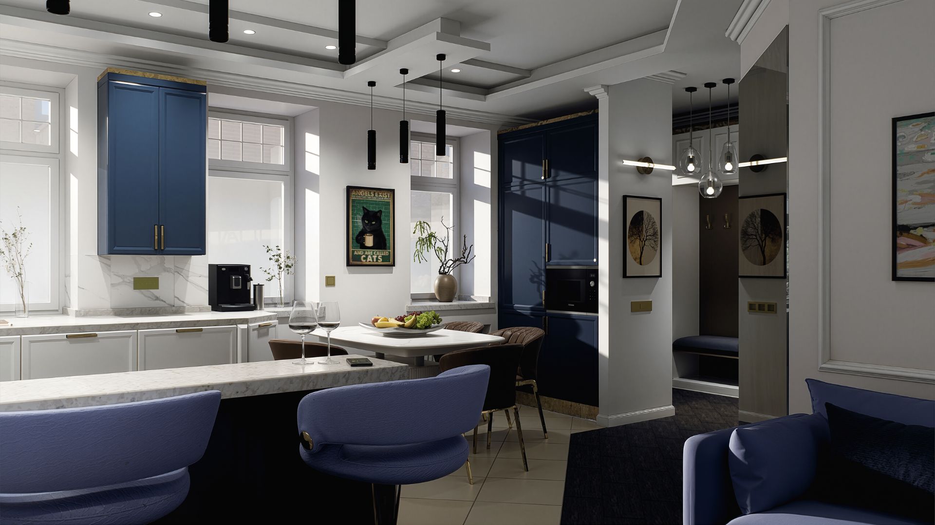 Таунхаус в неоклассическом стиле: обзор 1 этажа