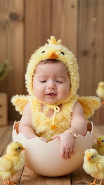 Смешной малыш в костюме цыпленка #малыши #цыплята #юмор