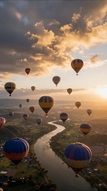Волшебство воздушных шаров на закате #воздушныешары #пейзаж #природа