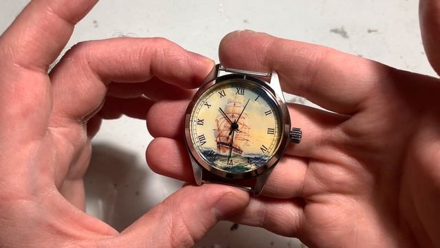 Дмитрий Бродниковский-часы-картина Ракета-парусник (эмаль+сталь)