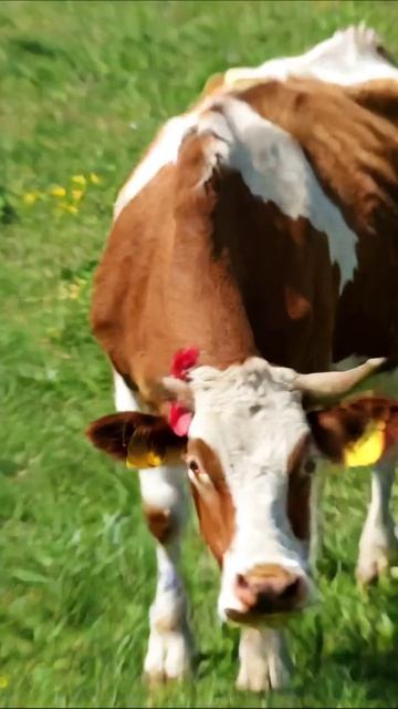Корова на пастбище: жизнь на ферме #ферма #животные #природа