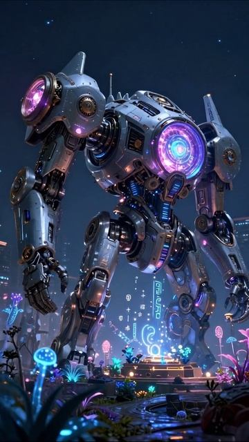 Гигантский робот в футуристическом мире #роботы #технологии #фантастика