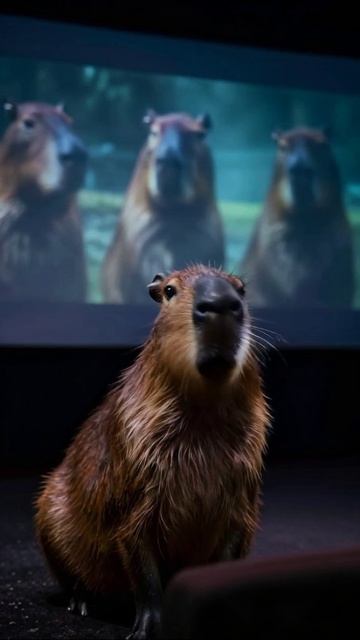 Капибара на большом экране #капибара #животные #приключения