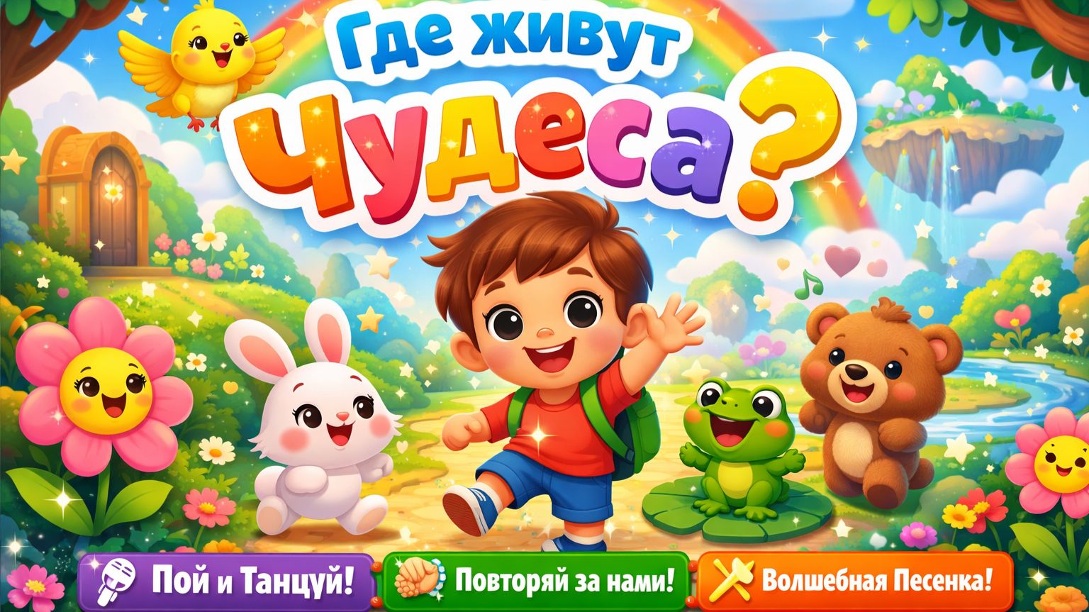 🎵 Сказочный мир чудес ✨ Весёлая песенка для детей (пой и повторяй!)