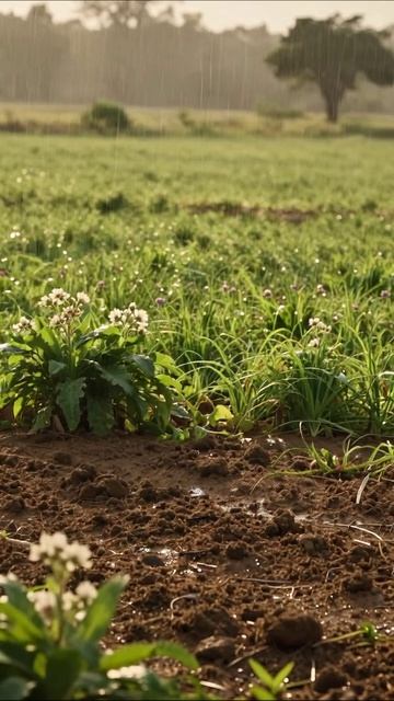 Дождь на полях: природа в движении #природа #дождь #фотографии