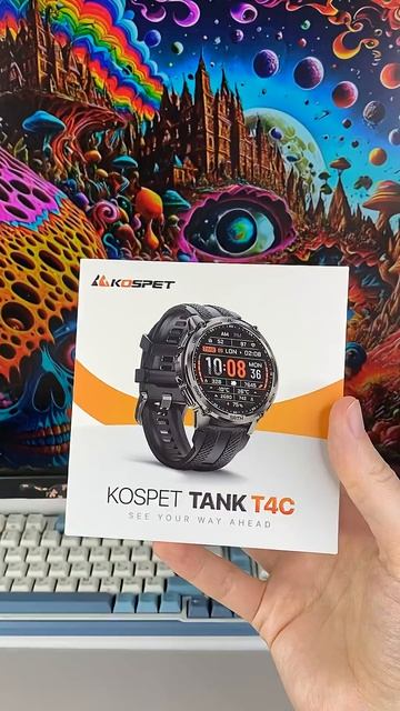 Умные часы KOSPET TANK T4C: Фонарь, рация, неубиваемый корпус, GPS  и яркий AMOLED экран с AOD