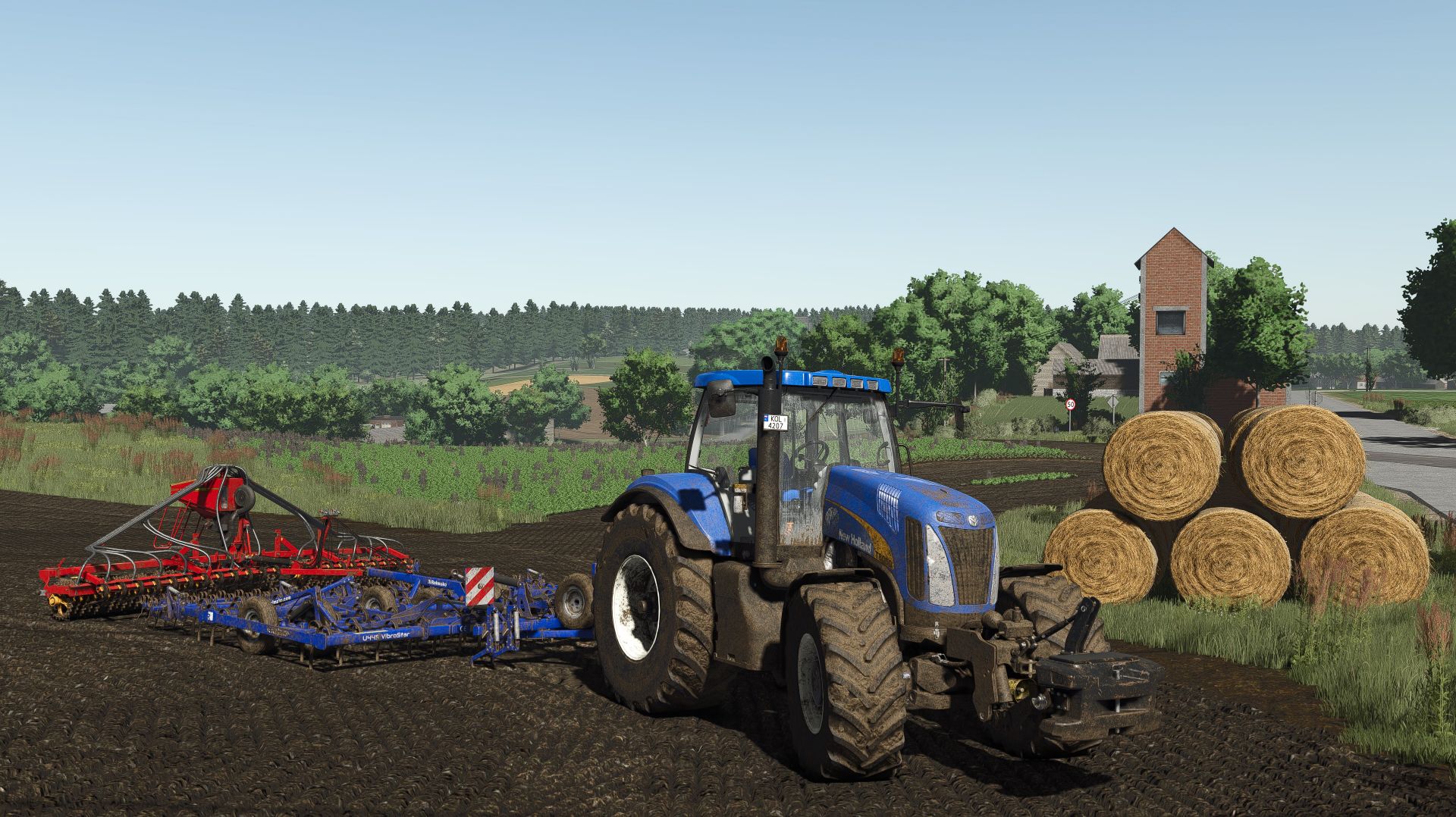 FS25 Карта Kolonia, New Holland T8050, приступаем к разработке полей.