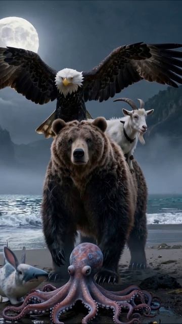 Приключения животных на берегу океана #животные #приключения #природа