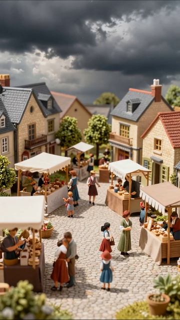 Модель деревенского рынка в миниатюре #минимализм #модели #деревня