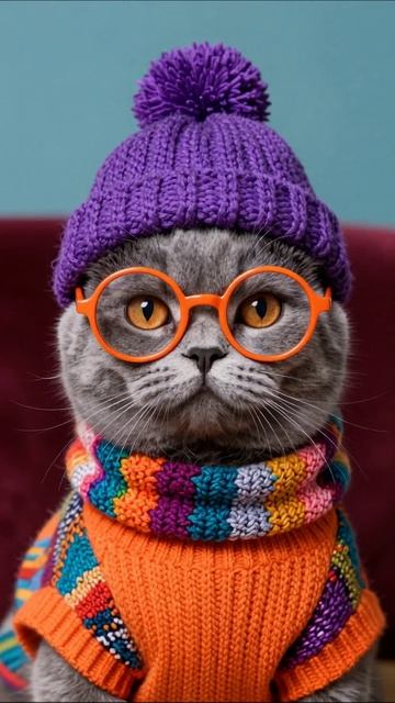 Умный кот в яркой одежде! #кот #мода #приключения