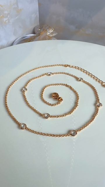 Колье-цепочка с завальцованными цирконами, Xuping Jewelry