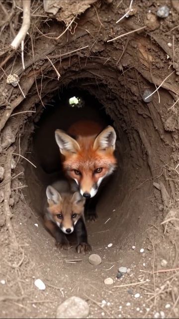 Лисички в норе: сердце природы #лисички #дикоеприрода #животные