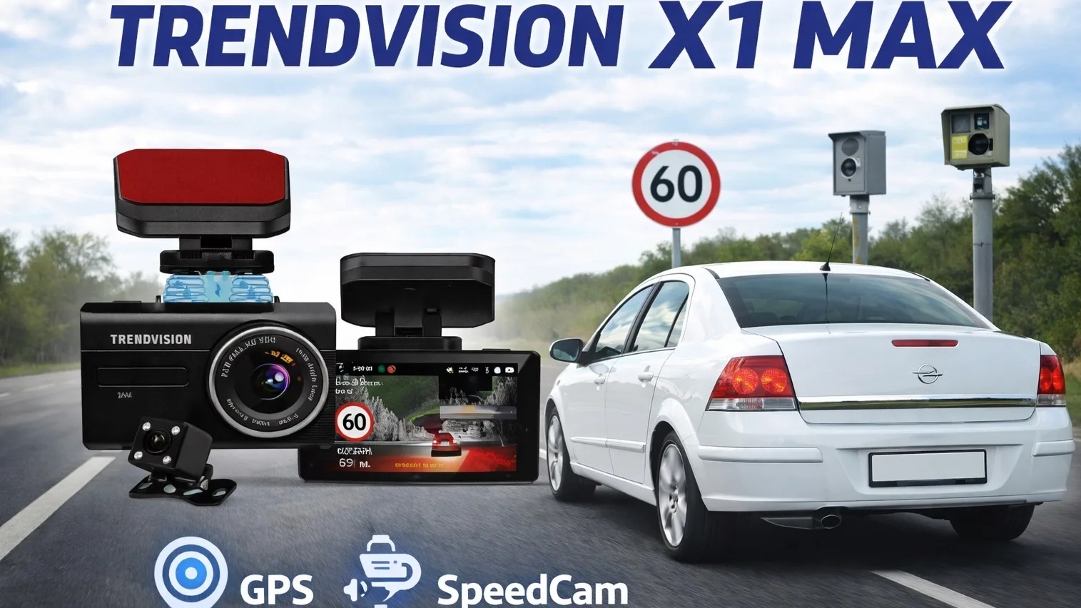 Trendvision X1 MAX двухканальная запись и база камер по GPS..