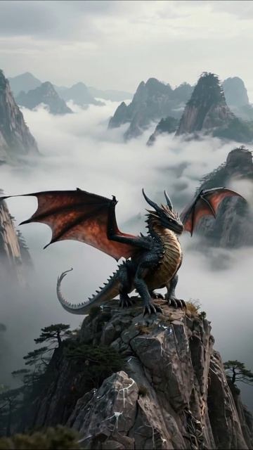 Дракон в облаках: величие и магия природы #дракон #природа #фэнтези