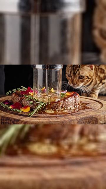 Искусство Трав на Стейке 🌿🥩 (Ботаническая печать) | Botanical Steak Press #shorts #art #food