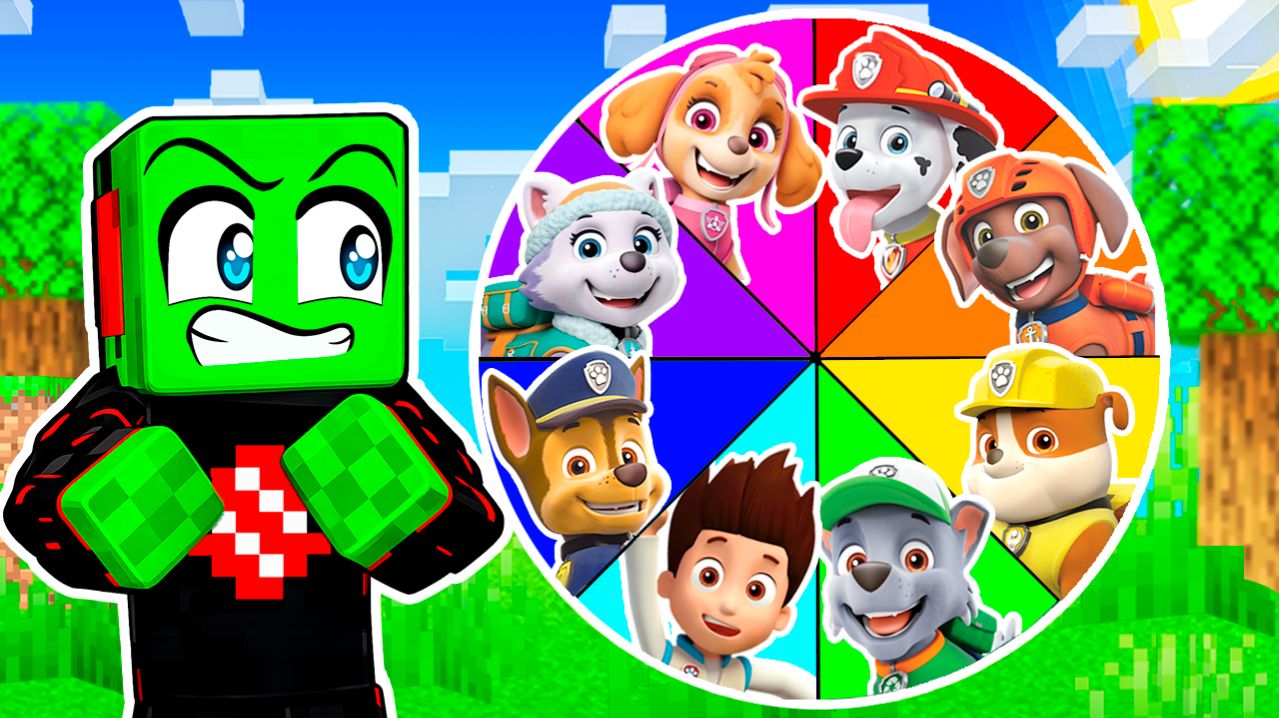 НАШЁЛ КОЛЕСО ФОРТУНЫ ВСЯ КОМАНДА ЩЕНЯЧИЙ ПАТРУЛЬ в МАЙНКРАФТ