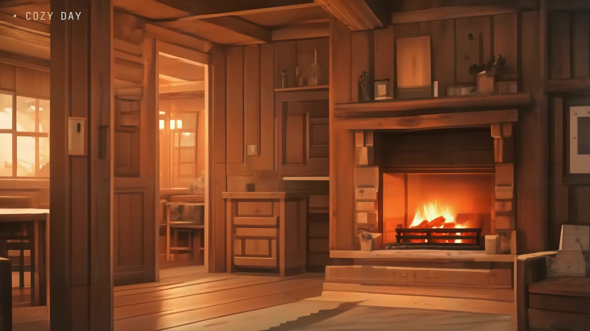 Свет от камина — уютная анимация для сна