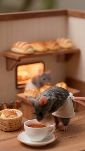 Пекарня для мышат: аромат свежей выпечки #мыши #выпечка #умиление