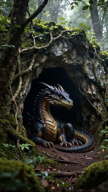 Дракон в загадочном лесу #дракон #фэнтези #приключения