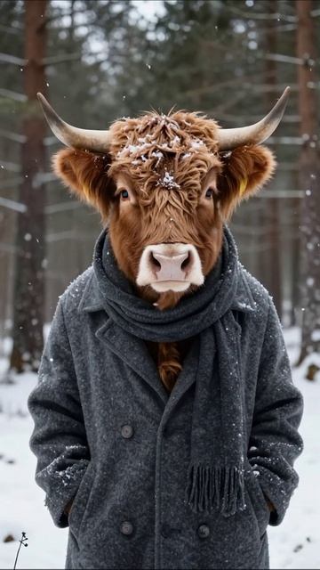 Зима с коровой в снегу #зима #корова #приключения