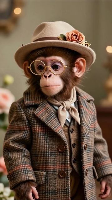 Стильный мартышка в модной одежде #животные #мода #приключения