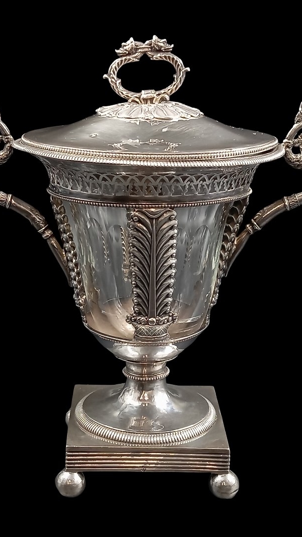 Хрустальная конфитюрница в серебре 1793-1838 гг. / 4426.